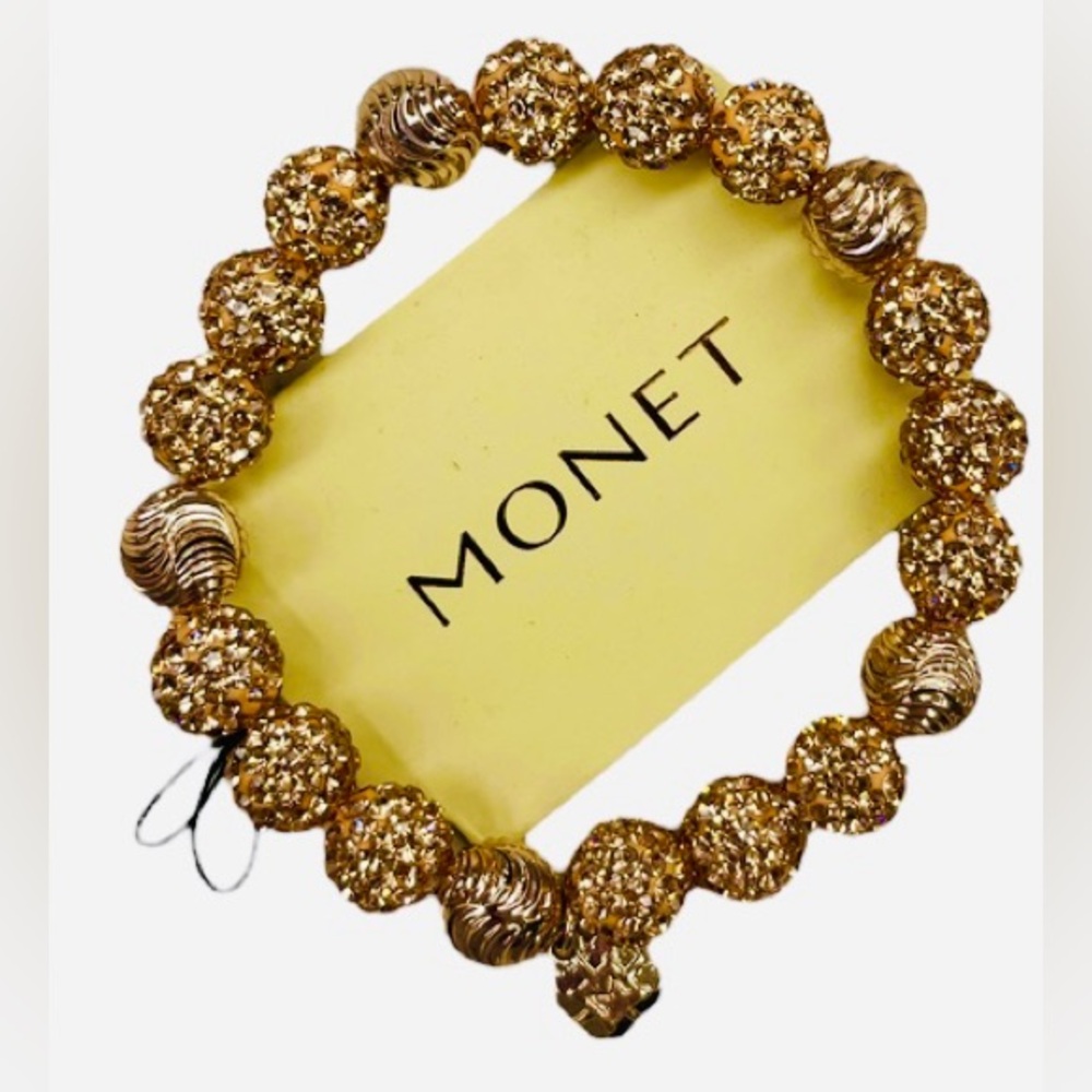 Monet Glass Round Bead Stretch Bracelet